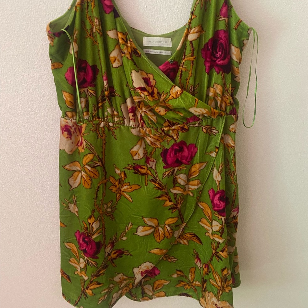 Urban Outfitters Green Floral Velvet Dress Size L